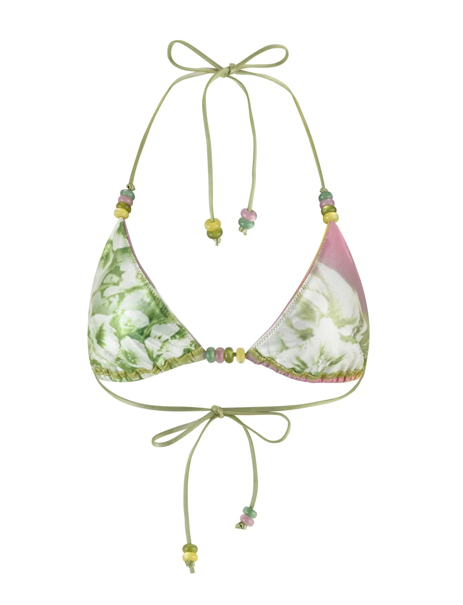 FINLEA BIKINI TOP GREEN FLORAL STRIPE