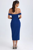 Off Shoulder Midaxi Dress in True Navy