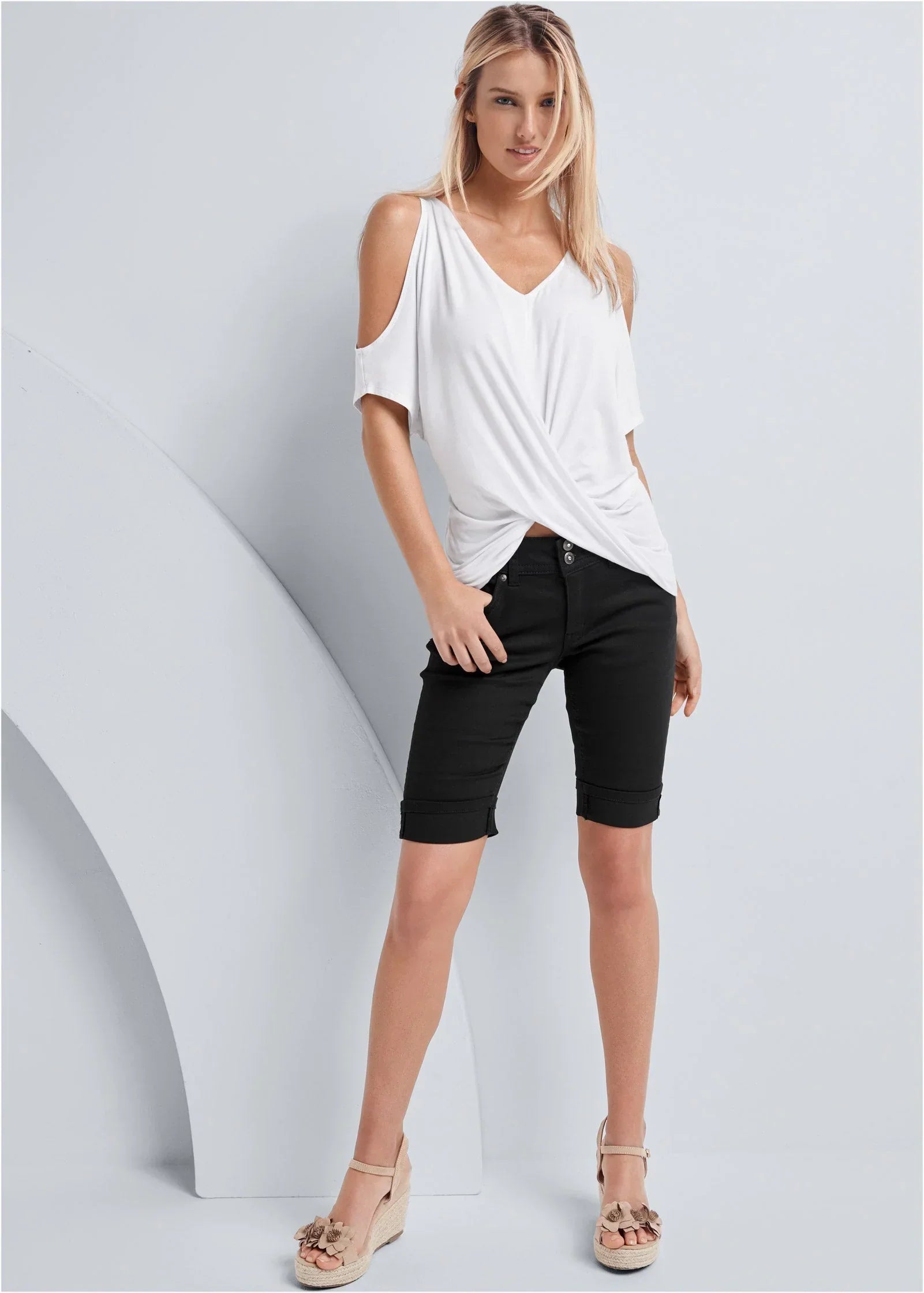 Long Jean Shorts Black