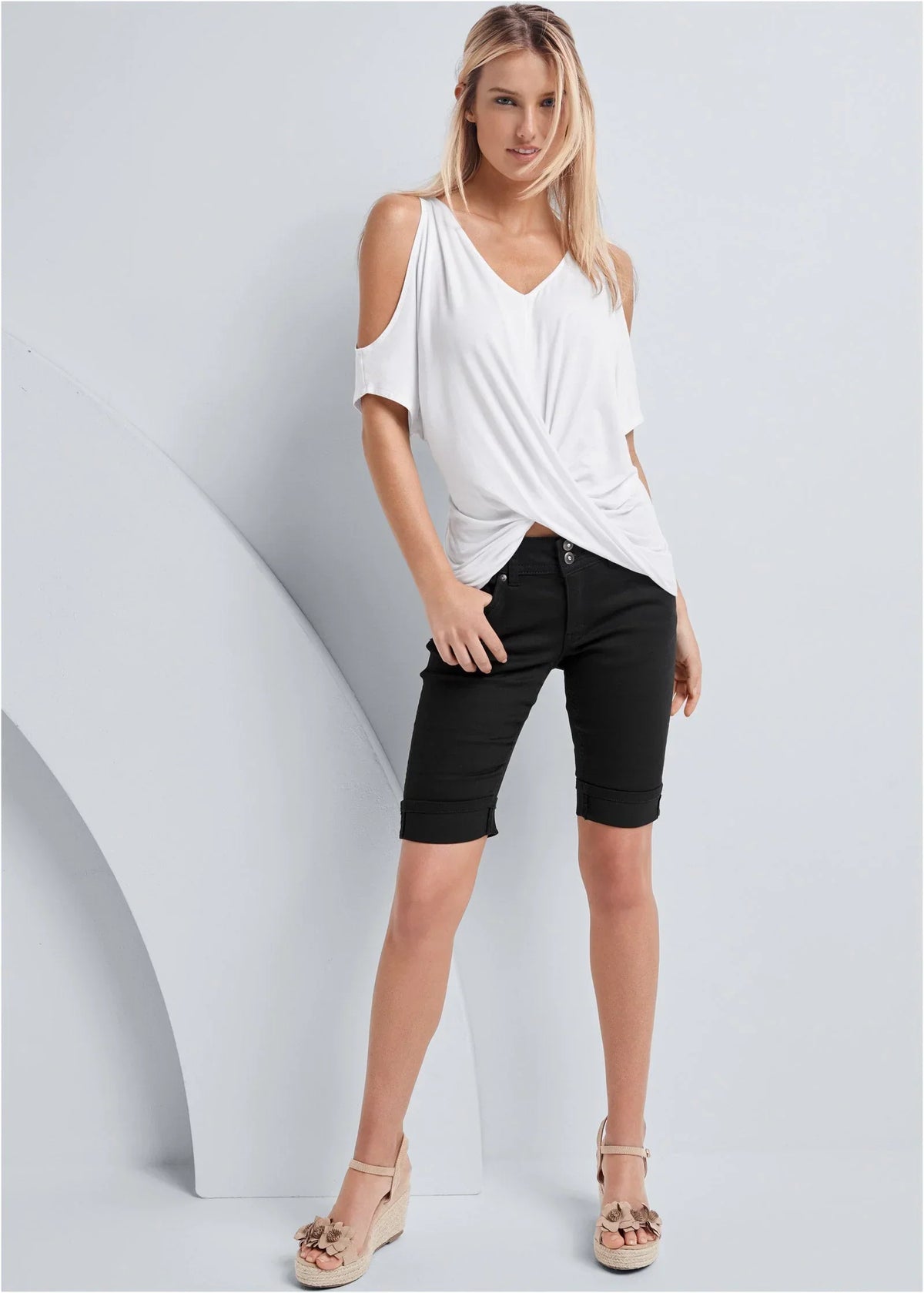 Long Jean Shorts Black