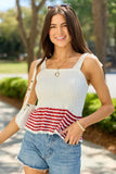 Gigi Ivory And Red Striped Shirred Sweater Tank