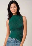 Ruched Mesh Top Tropical Green