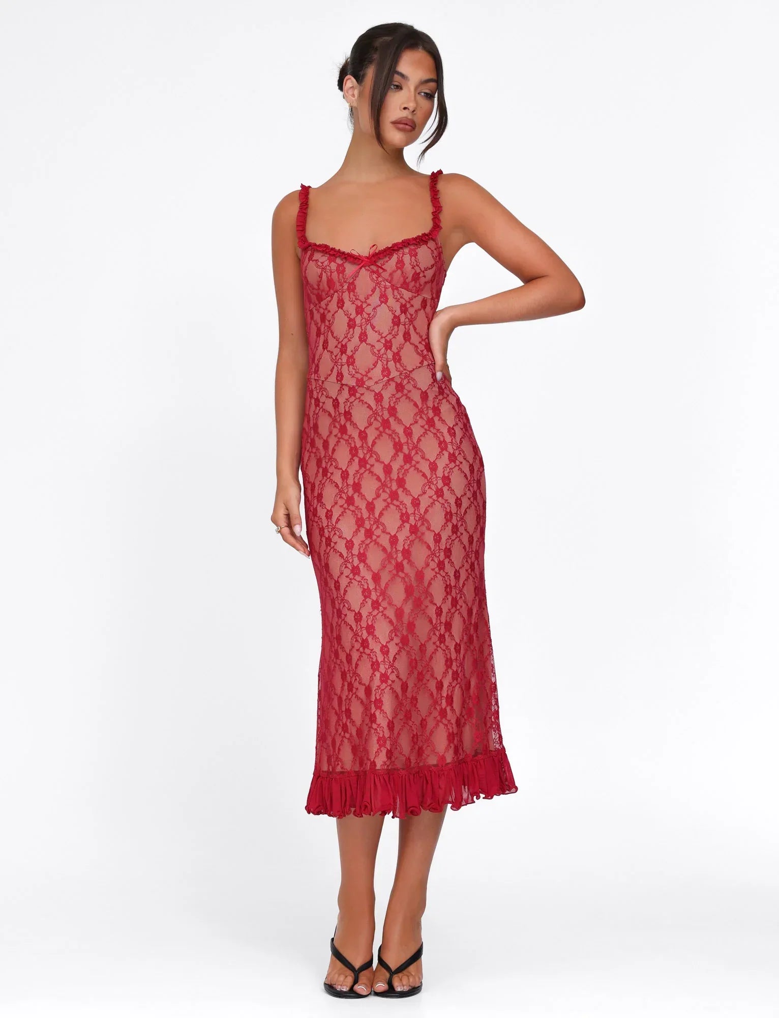 DEJA DRESS RED BERRY RED