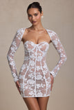 Lace Detail Corset Mini Dress in White