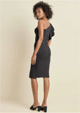 One Shoulder Ruffle Dress Black