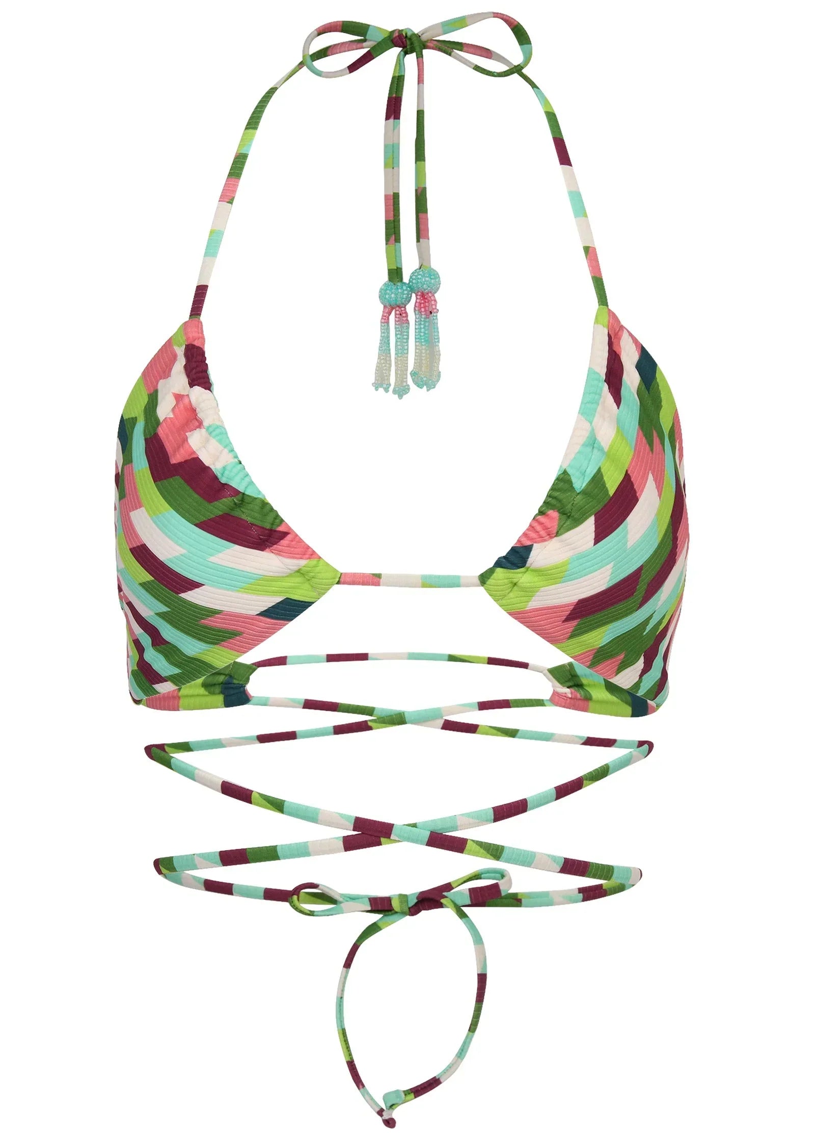 Ribbed Convertible Swim Top Dynamic Geo Small