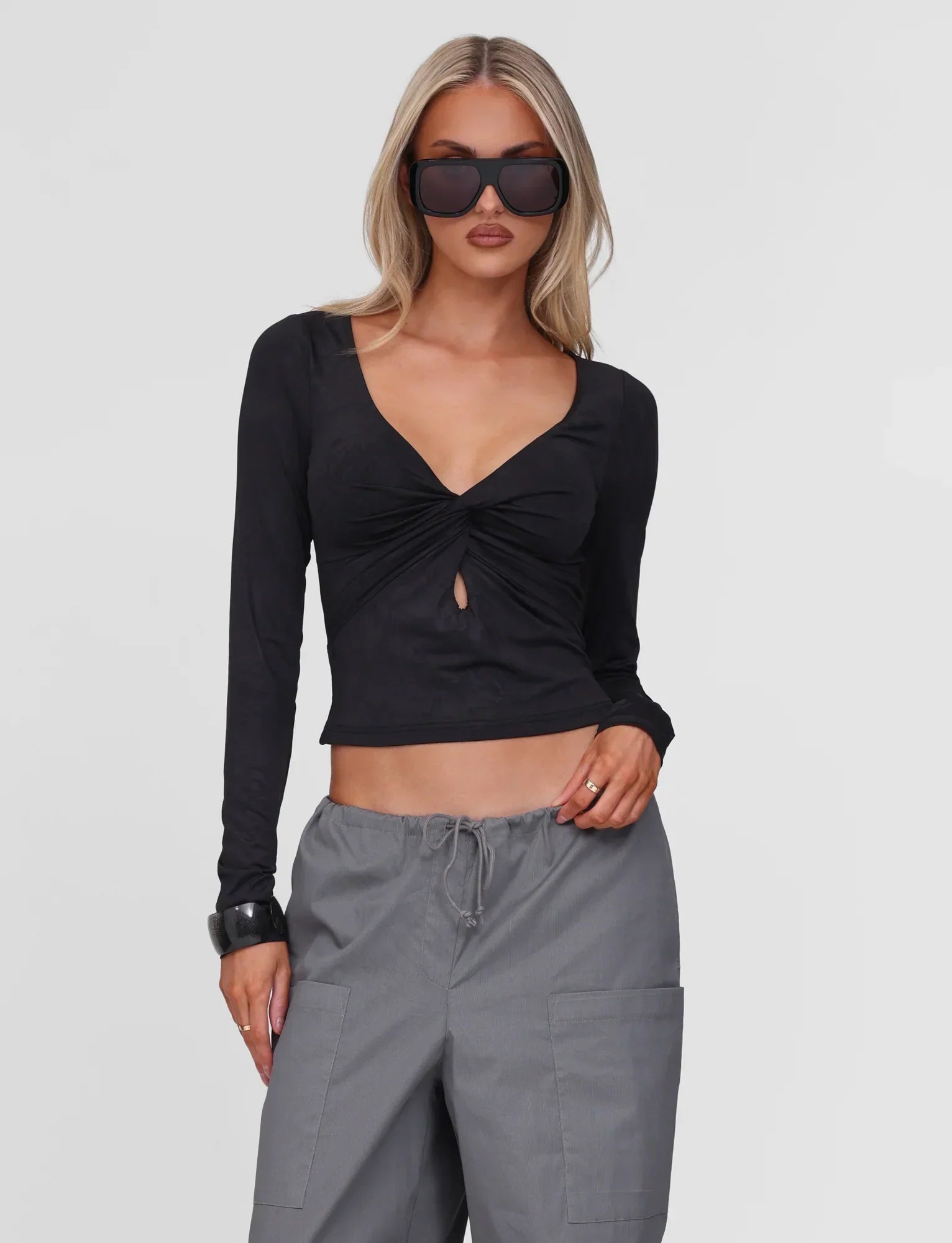 SAFFIRA LONG SLEEVE TOP BLACK