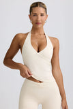 Halterneck Open Back Tank Top in Vanilla
