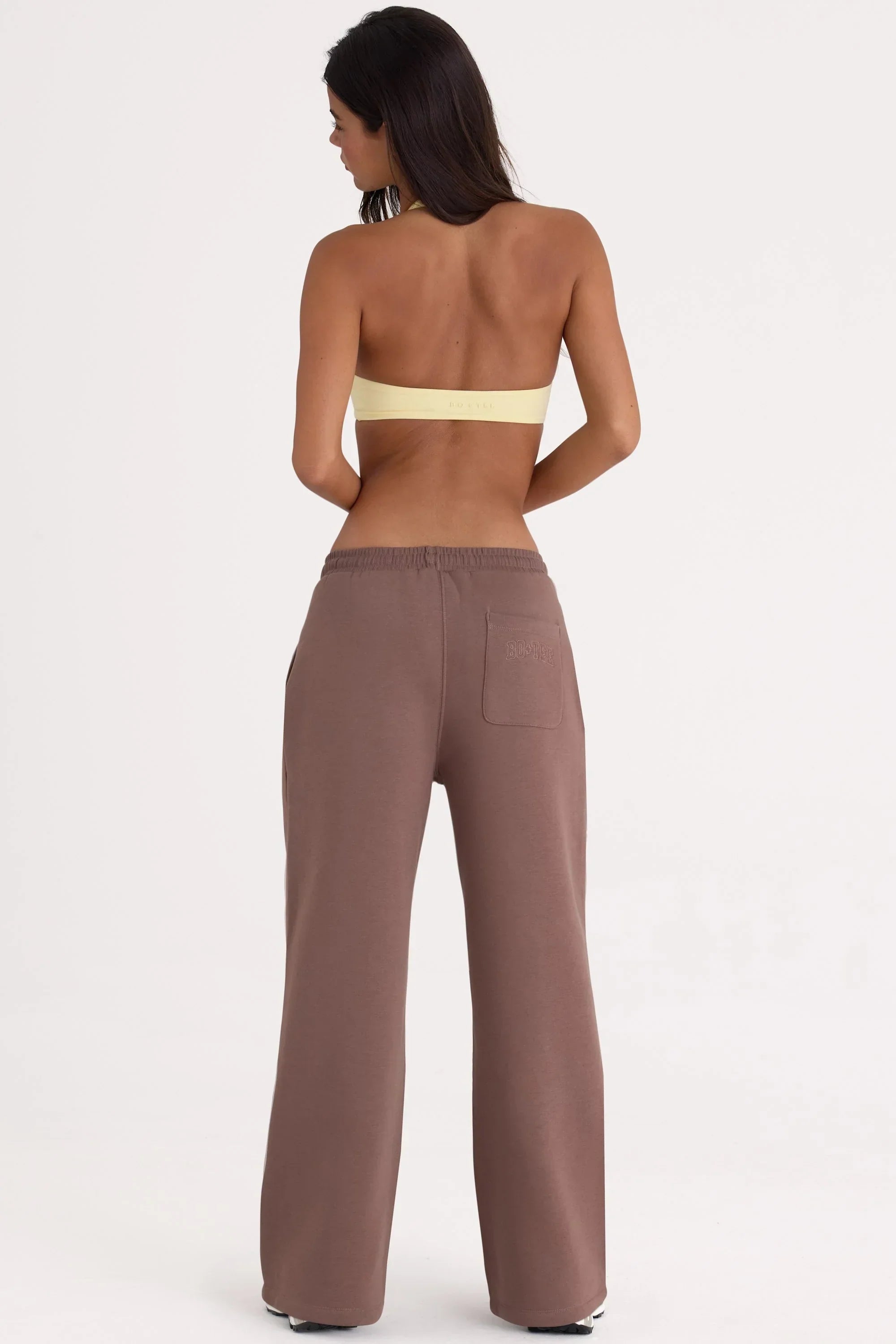 Brushed Jersey Wide Leg Joggers in Cocoa