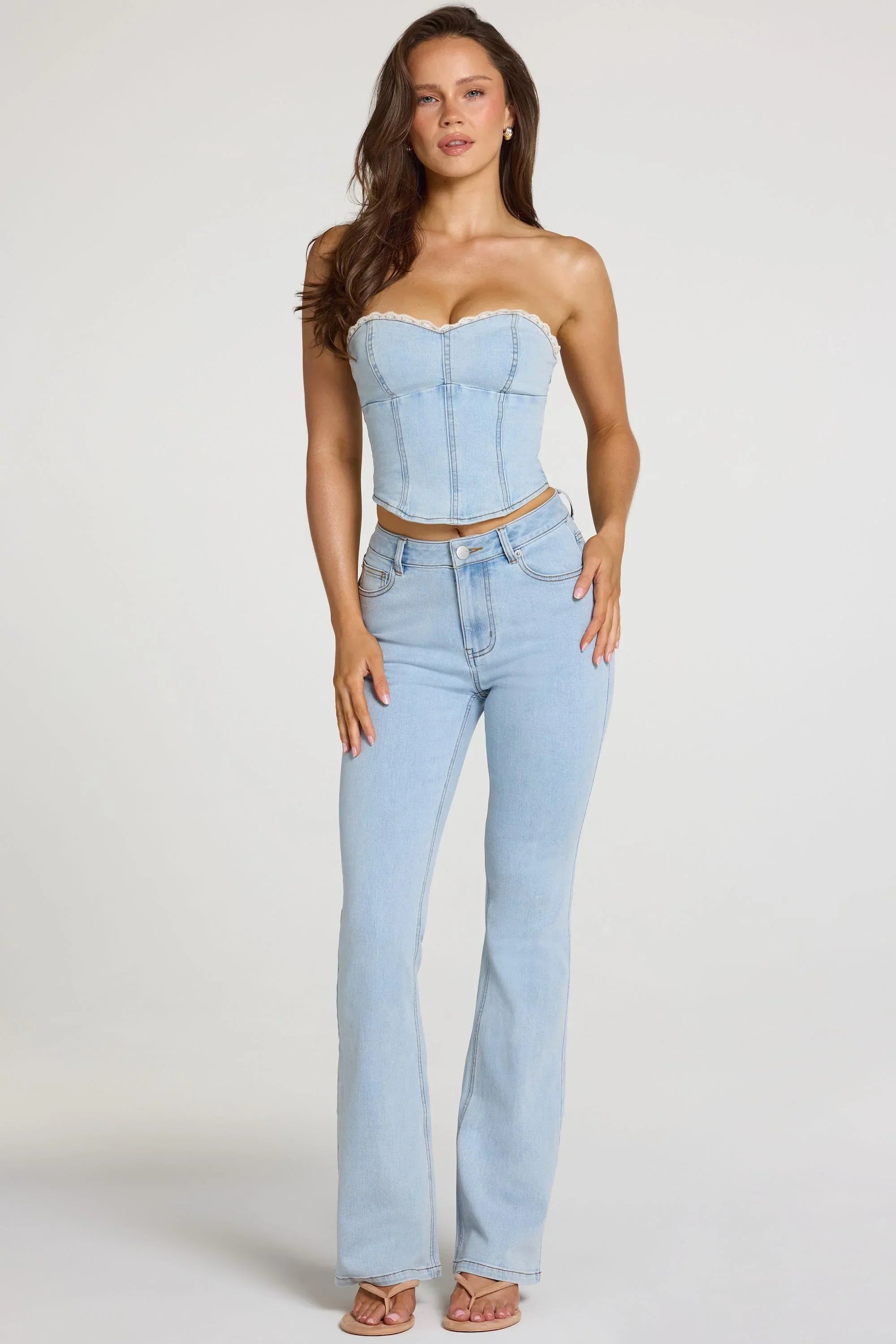 Mid Rise Bootcut Jeans in Light Denim