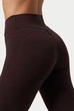 Soft Active Ruched Flared Trousers in Espresso