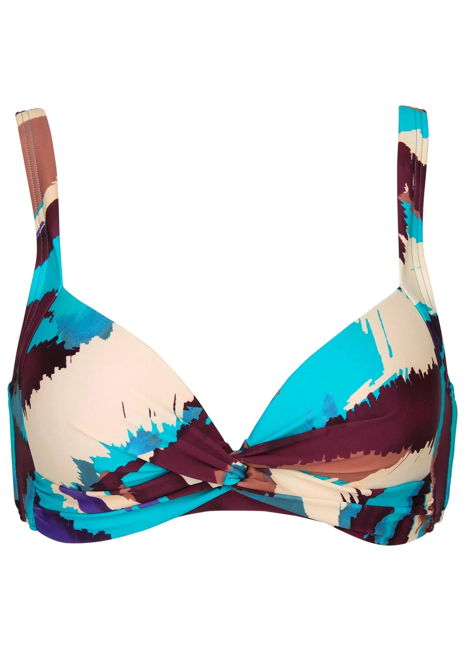 St Lucia Twist Bikini Top Ikat Flowers