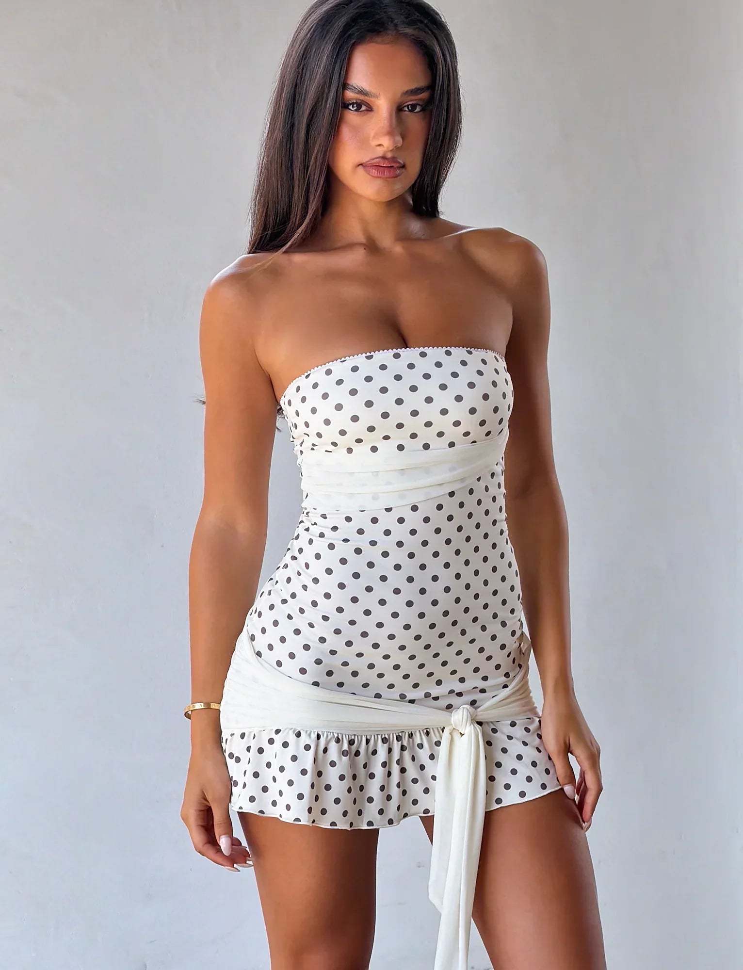TOVE MINI DRESS WHITE POLKA DOT