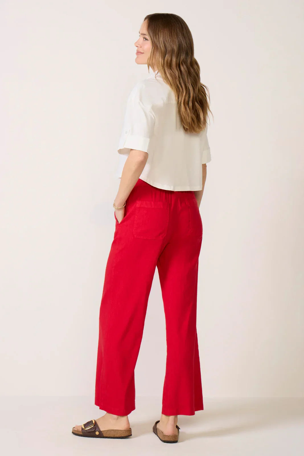 Maya Wide Leg Linen Ankle Pant