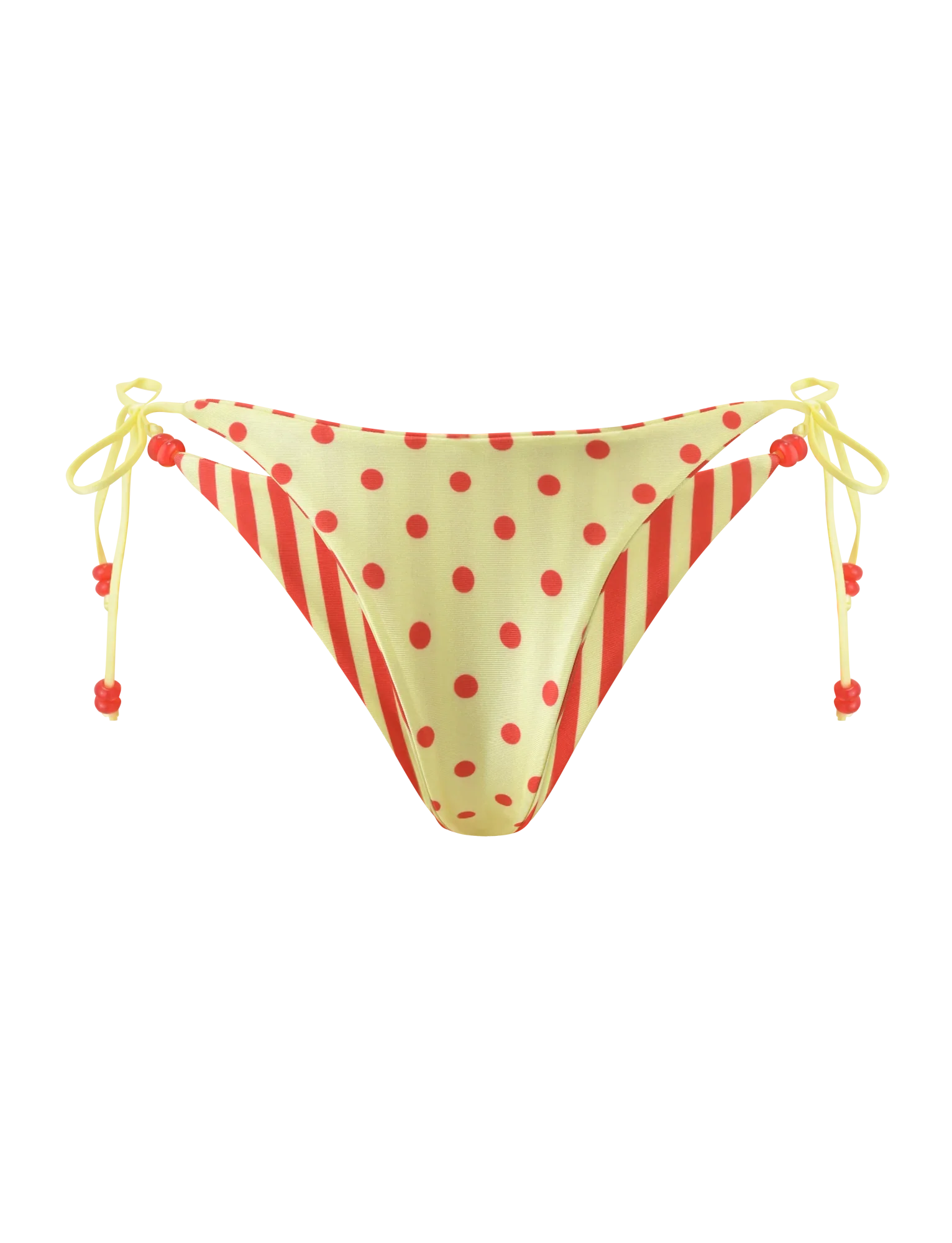 FINLEA REVERSIBLE BIKINI BOTTOM RED YELLOW DOT AND STRIPE