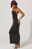Ruched Bodycon Maxi Dress in Black