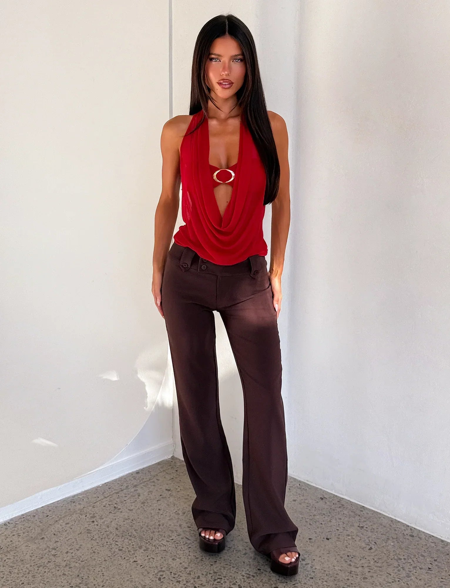 MAKENA TWO PIECE TOP RED