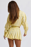 Cotton Poplin Stripe Multiway Cropped Shirt in Yellow Stripe