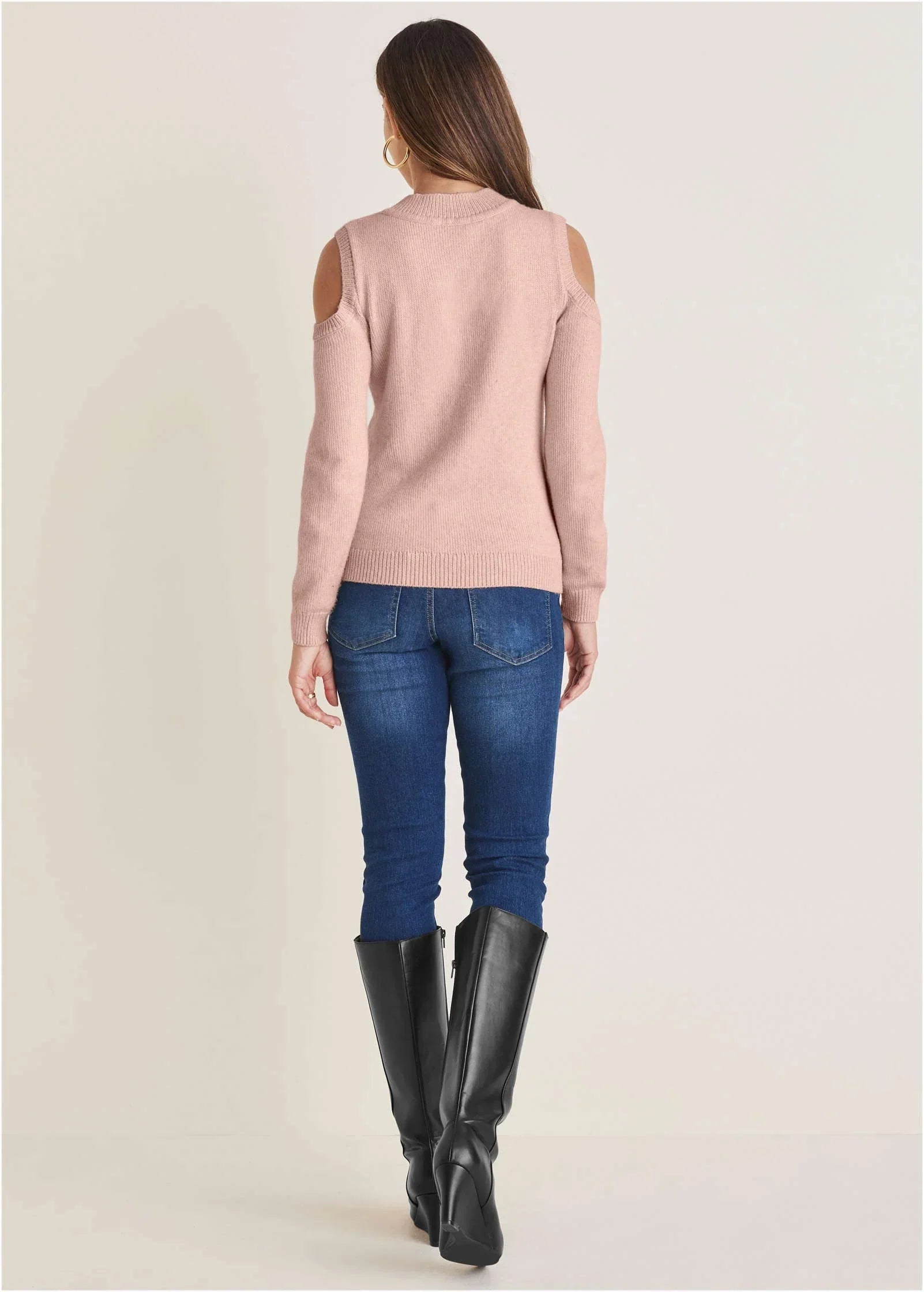 Cable Cold Shoulder Sweater Evening Sand