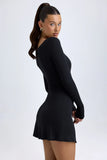 Modal Layered A Line Mini Dress in Black