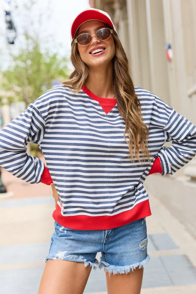 Bexley Blue Stripe Crewneck