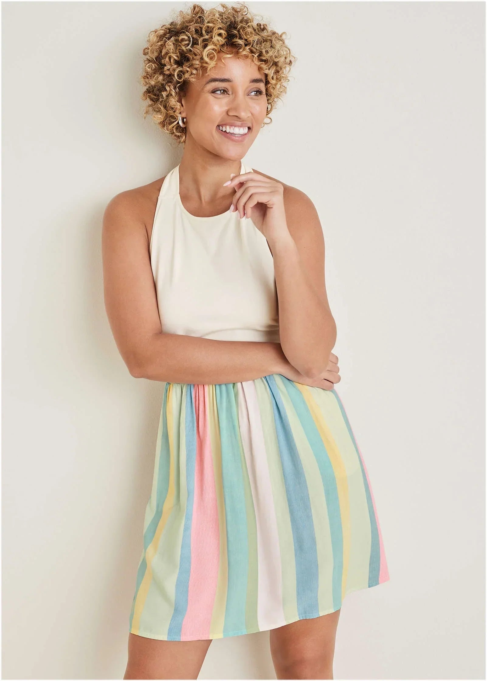 Stripe Halter Mini Dress Boardwalk Stripe