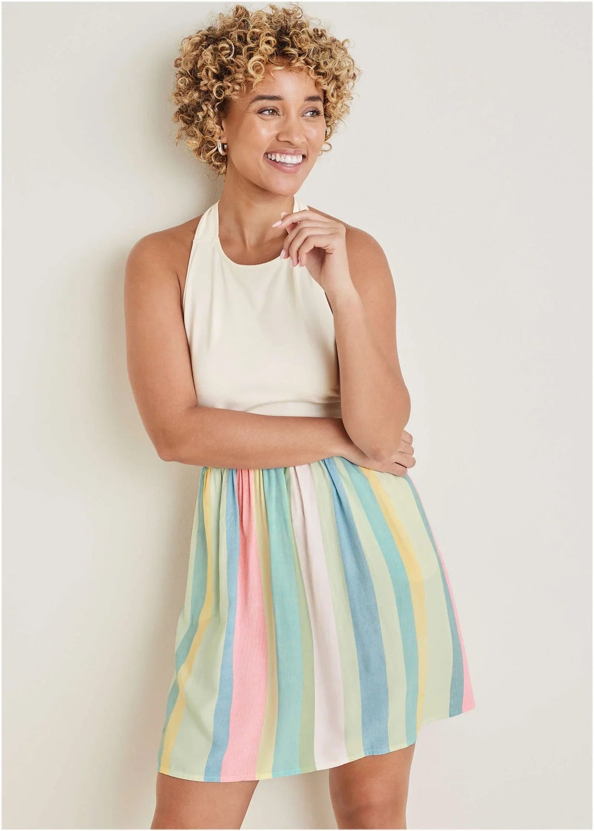 Stripe Halter Mini Dress Boardwalk Stripe