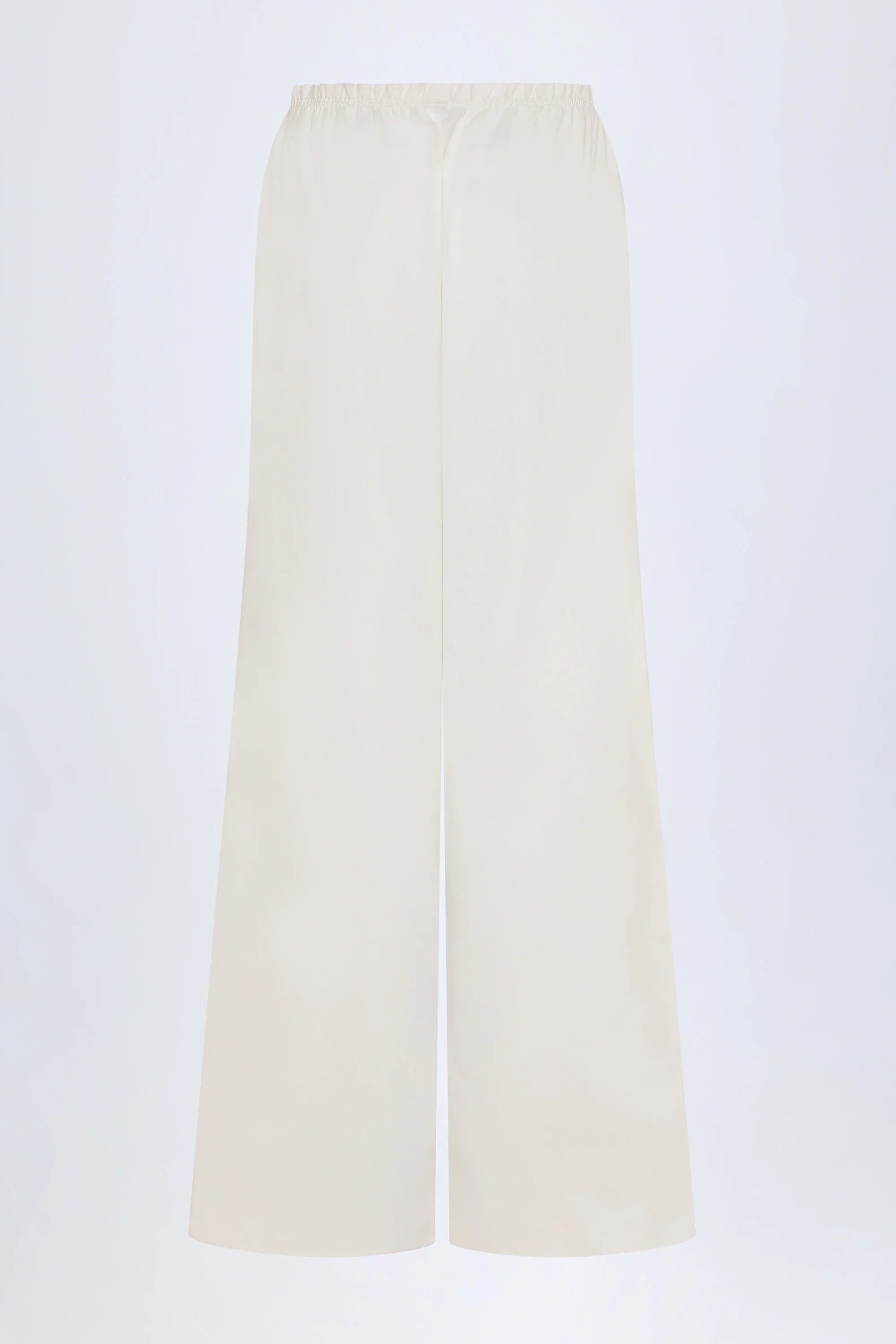 Wide Leg Cotton Poplin Trousers in White