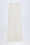 Wide Leg Cotton Poplin Trousers in White