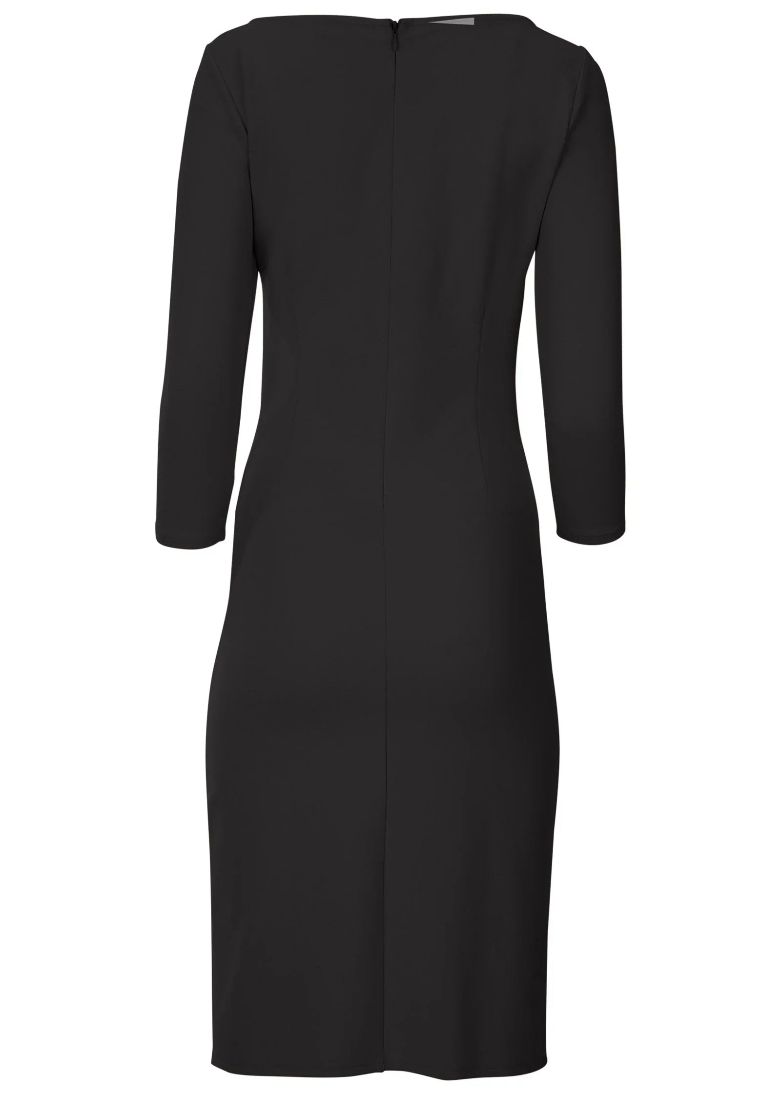 Ponte Ruched Dress Jet Black