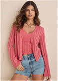Pointelle Bell Cardigan Paradise Pink