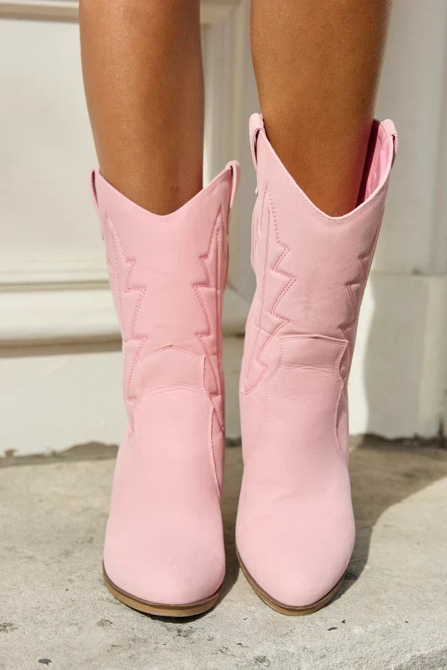 Margo Pink Midi Western Boots