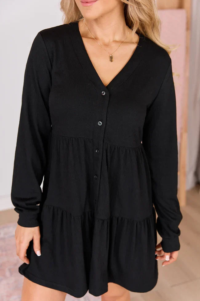 Donelle Black Tiered Dress