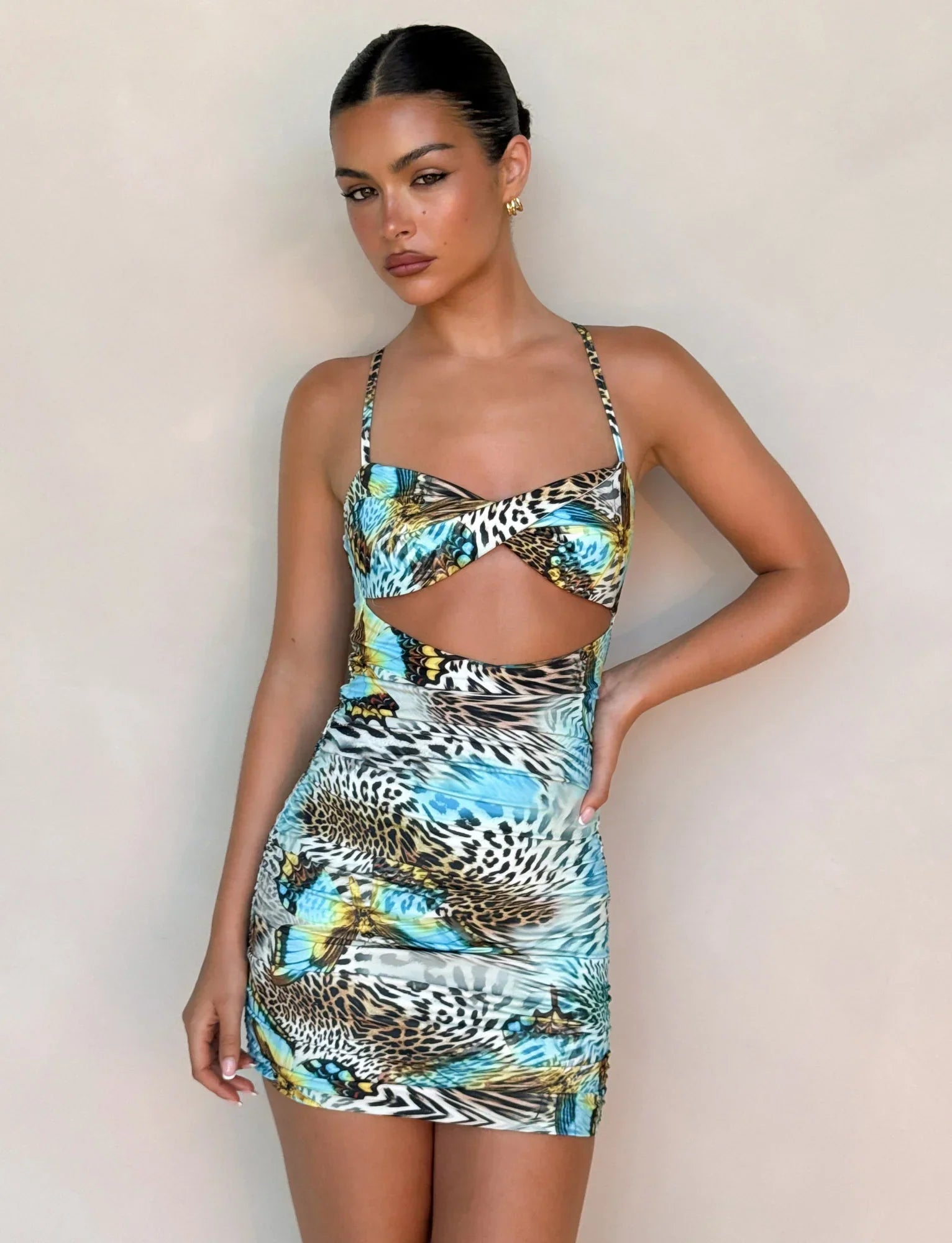 VERA MINI DRESS MULTI ANIMAL BUTTERFLY ANIMAL