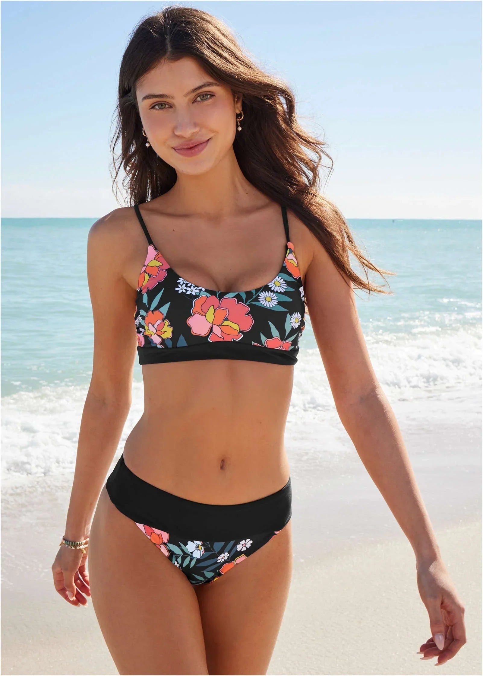 Scoop Neck Sport Top Floral Delight