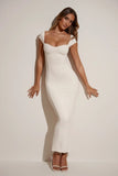 Modal Sweetheart Neck Cap Sleeve Maxi Dress in Ivory