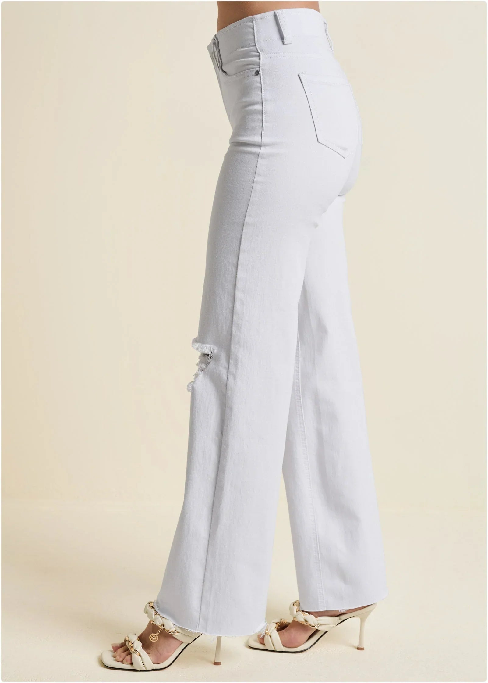 Laura Crop Wide Leg Jean White Denim