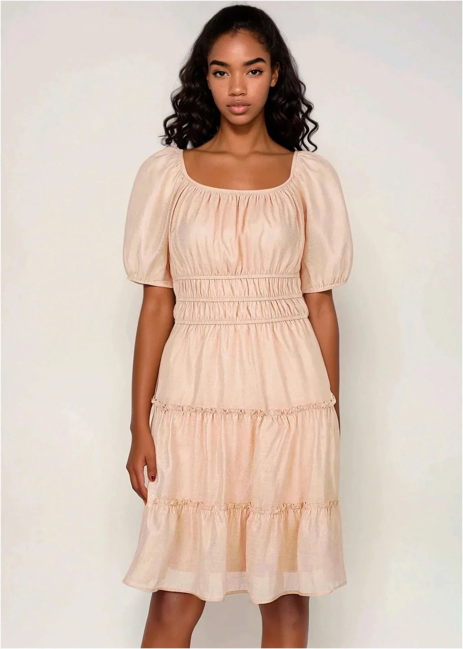 Tiered A Line Dress Pink