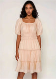 Tiered A Line Dress Pink