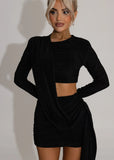 Capture It Wrap Mini Dress Black