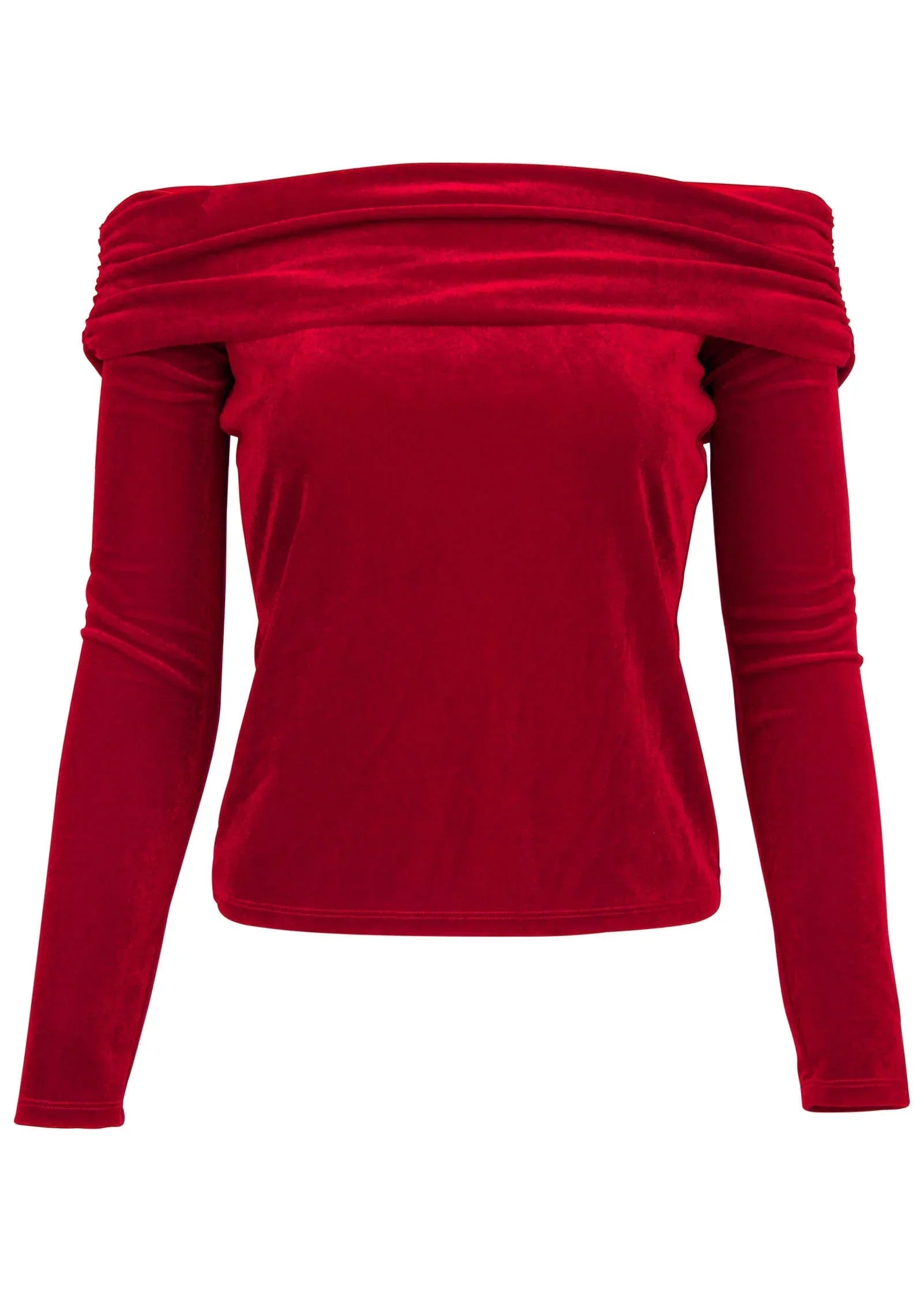 Off The Shoulder Velvet Top Haute Red