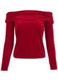 Off The Shoulder Velvet Top Haute Red