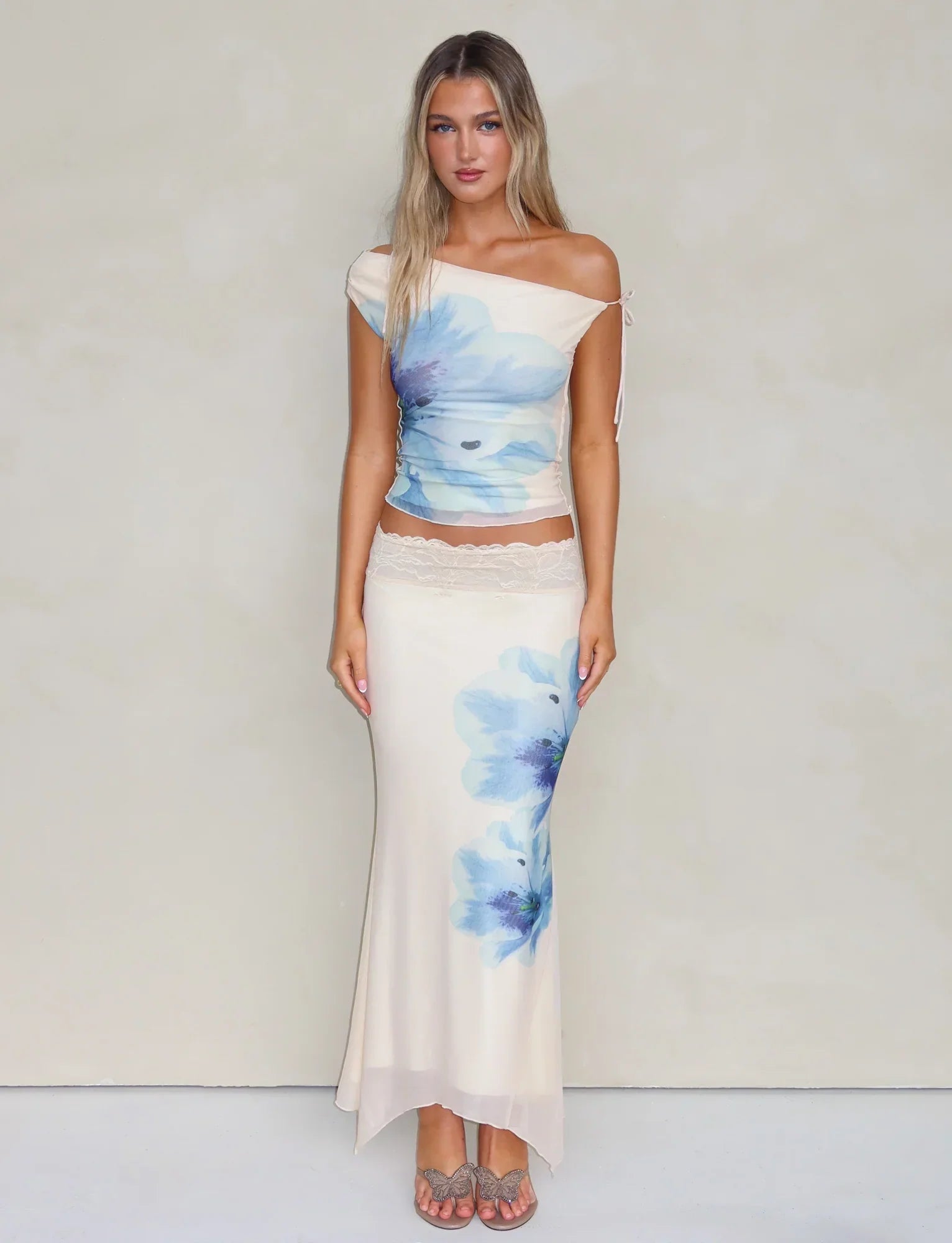 LILLIAN SKIRT WHITE CREAM FLORAL