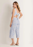 Linen Jumpsuit Etched Coastal Floral