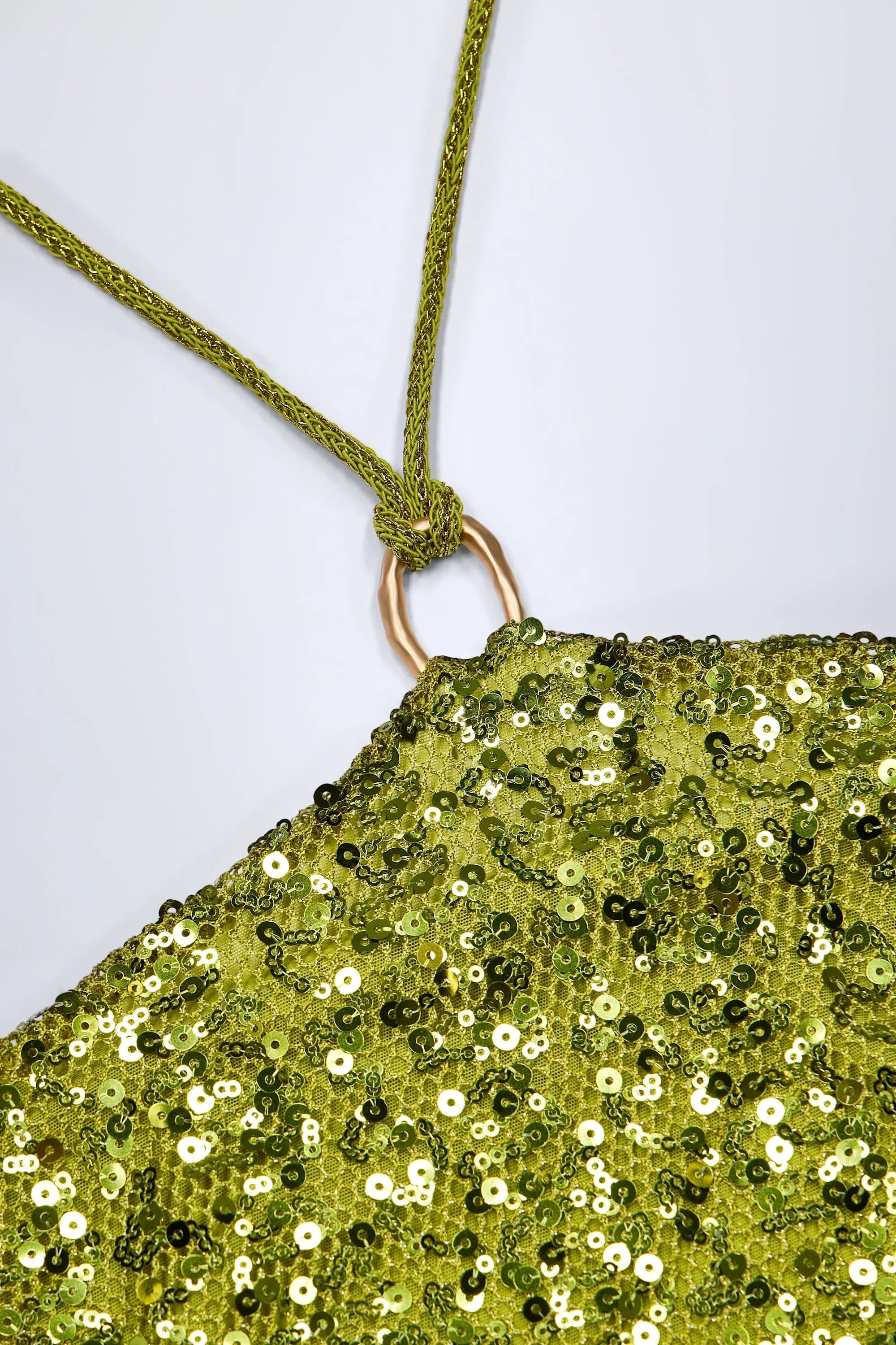 Embellished Hardware Detail Strappy Maxi Skirt in Olive Green