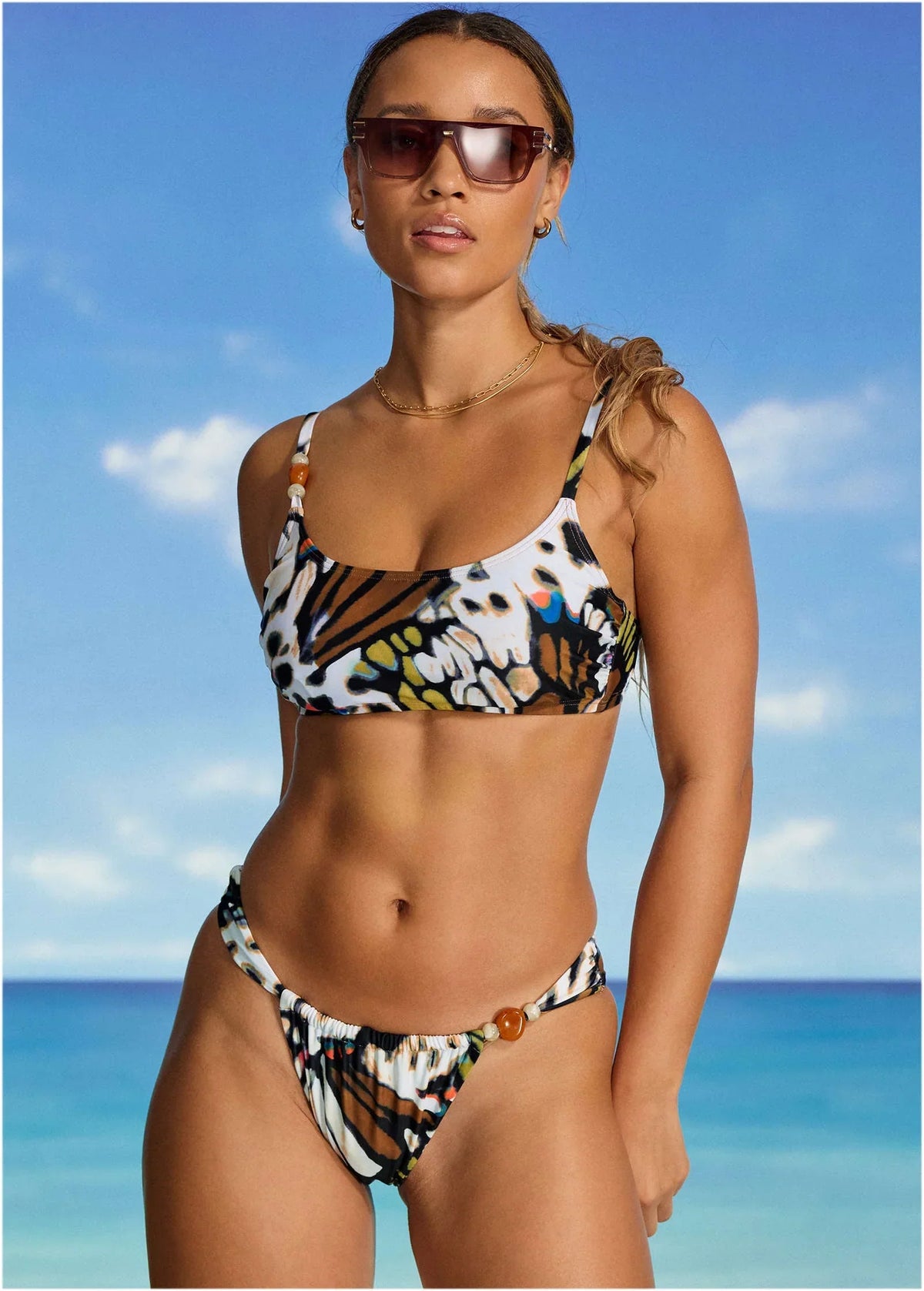 Adjustable Bikini Bottom Butterfly Cheetah