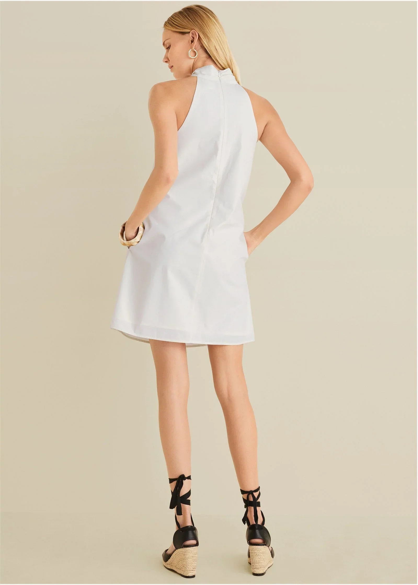 Twist Halter Dress Cloud Dancer