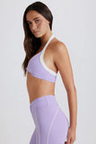 Soft Active Twist Front Halterneck Sports Bra in Lavender