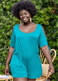 Cold Shoulder Romper Aqua Reef