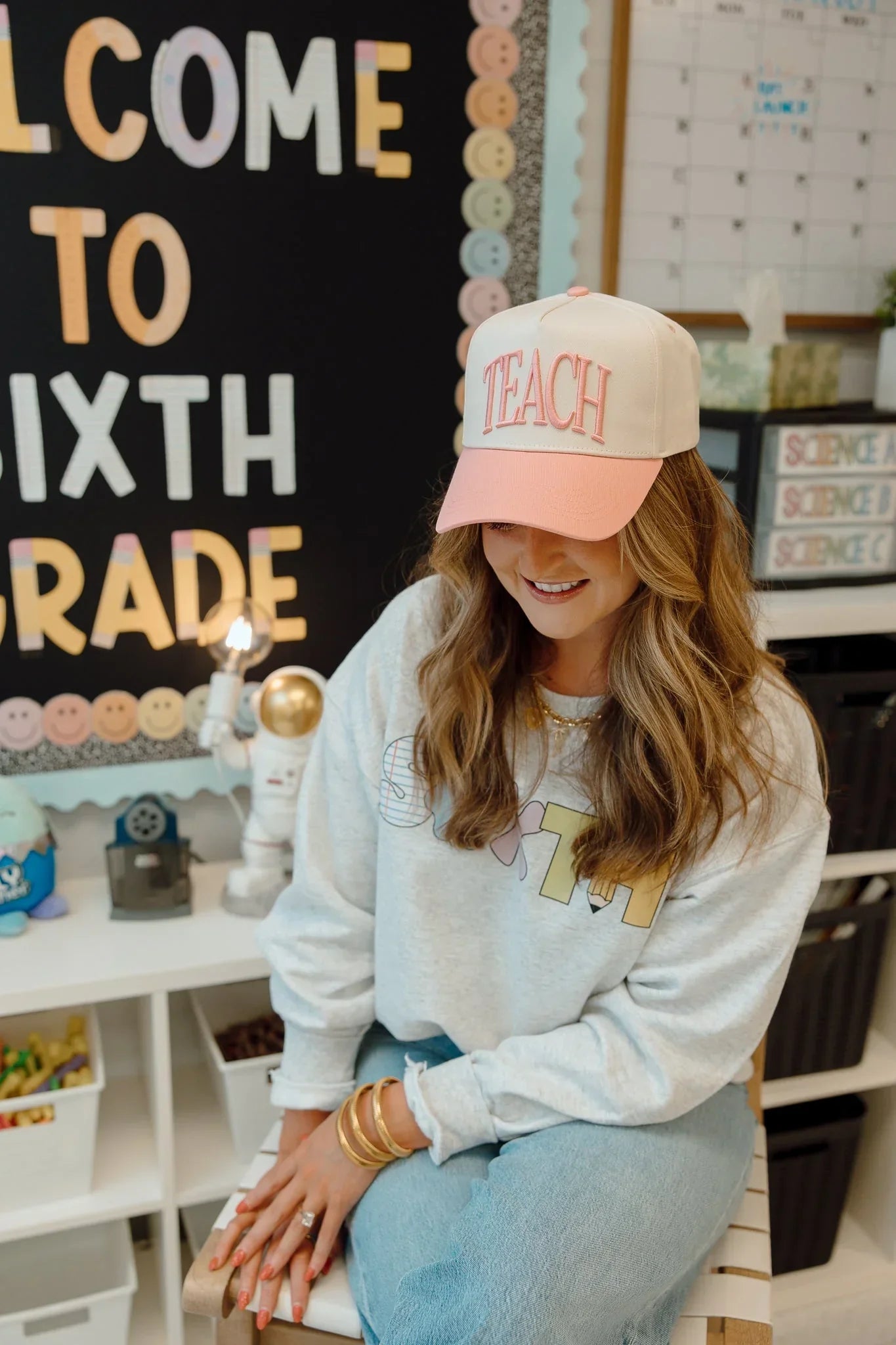 KenzKustomz Pink Vintage Trucker Hat Teach